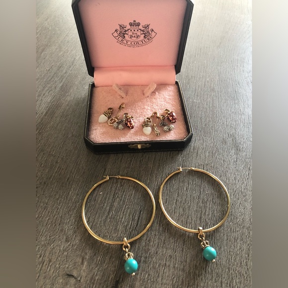 Juicy Couture Y2K Vintage Hoop Charm Earrings - Picture 4 of 6